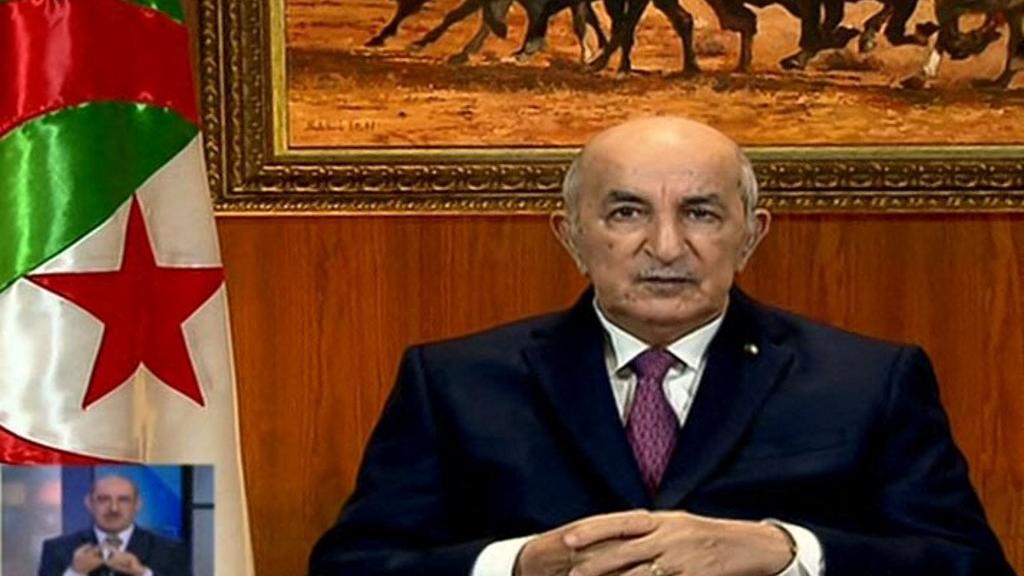 Le président algérien Abdemadjid Tebboune a annoncé, à la télévision, la dissolution du Parlement. [AFP - ALGERIE 3 TV]
