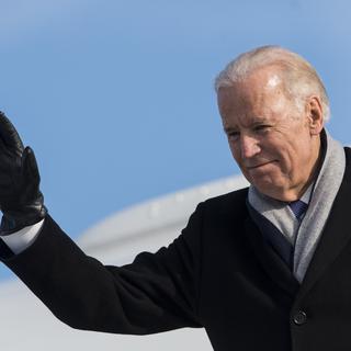 Joe Biden en 2016 à Zurich alors qu'il se rendait au WEF de Davos. [Keystone - Ennio Leanza]