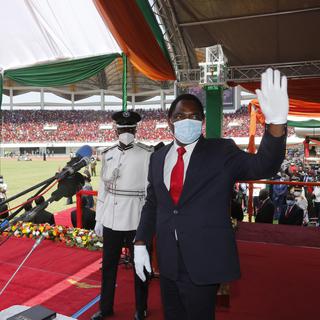 Hakainde Hichilema, le nouveau président de la Zambie le 24 août 2021. [AP Photo/Keystone]