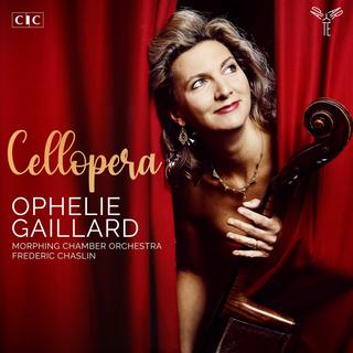 La pochette de l'album "Cellopera", de la violoncelliste Ophélie Gaillard accompagnée du Morphing Chamber Orchestra sous la direction de Frédéric Chaslin.
Label Aparté [Label Aparté]
