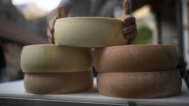 A l'instar de ce fromage de montagne, de nombreux fromages suisses sont fabriqués avec du lait cru. [Keystone - Gian Ehrenzeller]