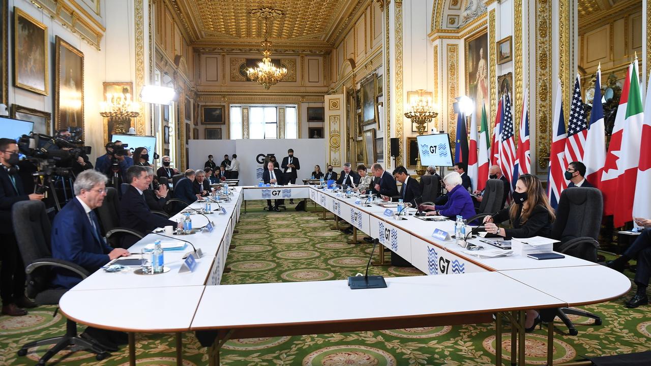 Les ministres des finances du G7 à Londres. [EPA/Keystone - Andy Rain]