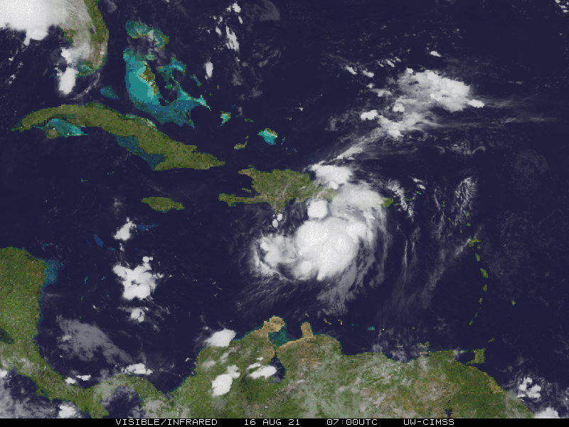 La tempête tropicale Grace s'approche d'Haïti, le 16 août 2021. [cyclocane.com]