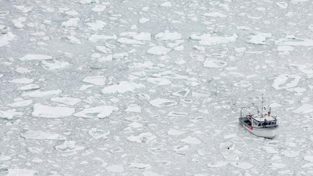 Un bateau de pêche flotte sur le Golfe du Saint-Laurent, au Québec. [KEYSTONE - Jonathan Hayward / AP]