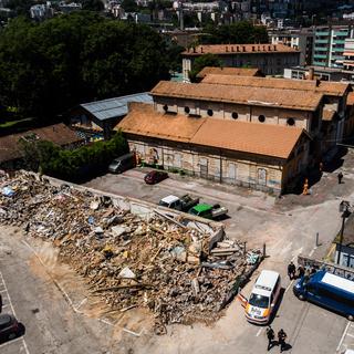 Le squat de Molino à Lugano après sa destruction en mai 2021. [Keystone - Samuel Golay]