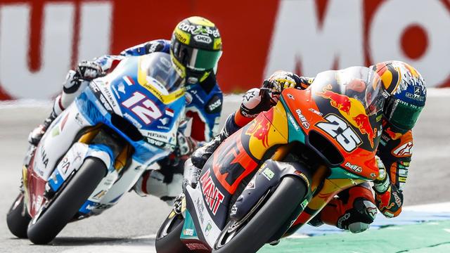 Sur le circuit d'Assen, Thomas Lüthi (#12) a terminé 14e d'une course remporté par Raul Fernandez (#25). [Imago - ANP VINCENT JANNINK]