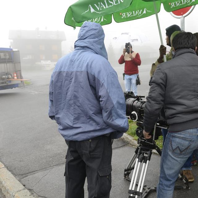 Tournage d'un film de Bollywood à Champéry en avril 2013. [Keystone - Maxime Schmid]