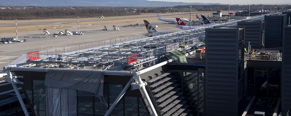 L'Aile Est de l'aéroport de Genève photographiée lors des travaux en février 2020. [Keystone - Laurent Gilliéron]