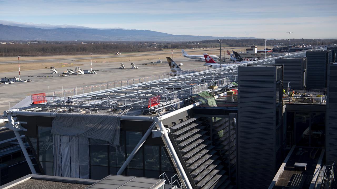 L'Aile Est de l'aéroport de Genève photographiée lors des travaux en février 2020. [Keystone - Laurent Gilliéron]