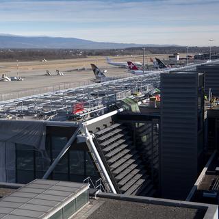 L'Aile Est de l'aéroport de Genève photographiée lors des travaux en février 2020. [Keystone - Laurent Gilliéron]