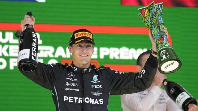 George Russell a remporté sa première victoire lors du Grand Prix au Brésil. [AP Photo/Andre Penner]