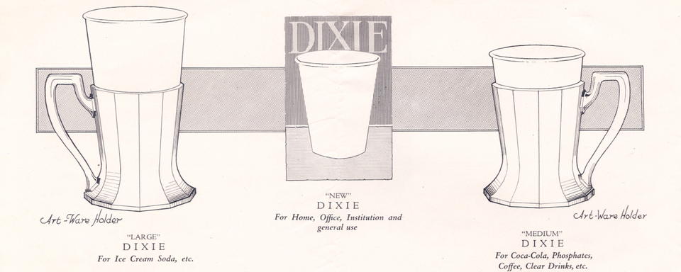 Une publicité de l'entreprise américaine Dixie Cups, première fabricante de gobelets en carton jetables, datant de 1919. [Lafayette College / Wikimedia Commons]