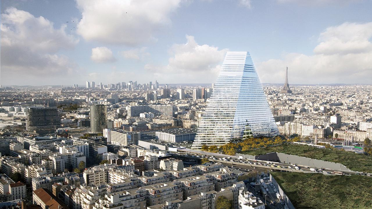 La construction de la Tour Triangle, futur gratte-ciel controversé à Paris, a débuté, a annoncé jeudi le groupe Unibail-Rodamco-Westfield (URW), promoteur du projet dont le coût est chiffré à 660 millions d'euros (près de 700 millions de francs). [HERZOG & DE MEURON]