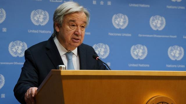 "L'invasion russe de l'Ukraine doit cesser", a martelé Antonio Guterres à New York. [AFP - Lokman Vural Elibol]