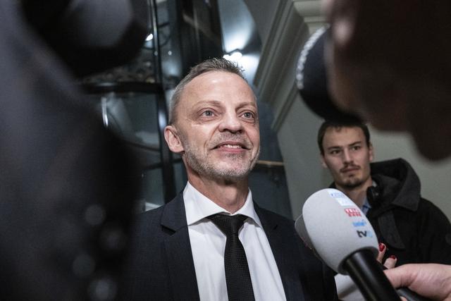 Hans-Ueli Vogt, après son audition avec le groupe PLR, le 29 novembre au Palais fédéral. [Keystone - Peter Schneider]