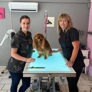 Allison Cabibbo et Karine Cordella du salon de toilettage canin Sublim’Dog à Porrentruy.
RTS