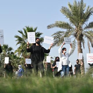 Manifestation contre la violence faite aux femmes à Koweït City le 20 avril 2021. [EPA/Keystone - Noufal Ibrahim]
