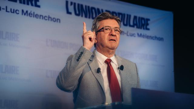 Jean-Luc Mélenchon lors de son discours au Cirque d'hiver à Paris, 10.04.2022. [Hans Lucas/AFP - Andre Alves]