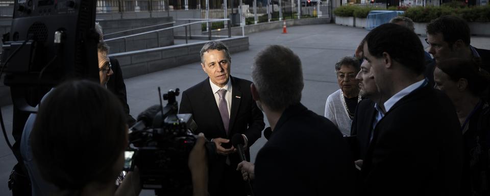 Le président de la Confédération Ignazio Cassis, le 8 juin 2022 à New York. [KEYSTONE - ALESSANDRO DELLA VALLE]