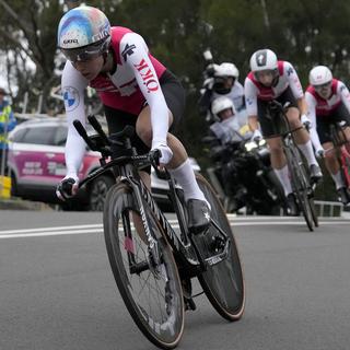 Les Suissesses Elise Chabbey, Marlen Reusser et Nicole Koller au championnat du monde de cyclisme sur route à Wollongong, Australie. [AP Photo/Keystone - Rick Rycroft]