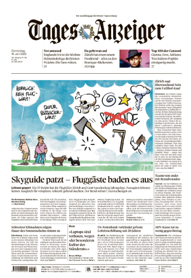 La une du Tages Anzeiger après la panne qui a touché Skyguide. [Tages Anzeiger]