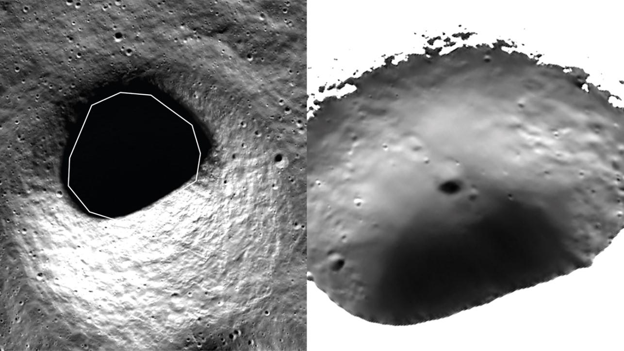 Au lieu d'une simple image d'ombre sombre (à gauche), les scientifiques peuvent détecter de petits cratères d'impact, des rochers et différentes structures de sol à l'intérieur du cratère. [ETH Zurich - LPI]