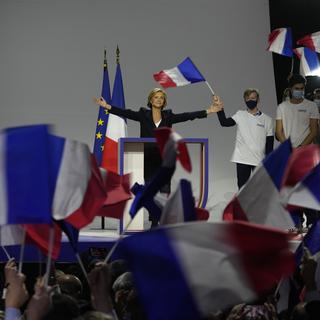 La candidate de droite Valérie Pécresse lors de son premier meeting. [AP Photo/ Keystone - Francois Mori]