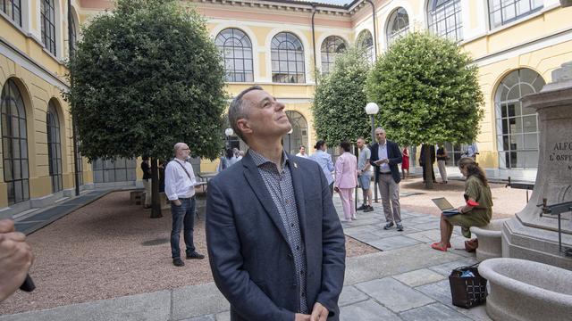 La deuxième journée de la course d'école du Conseil fédéral se déroule au Tessin [Keystone - Pablo Gianinazzi]