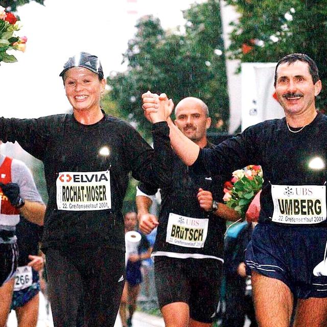 Le 2 novembre 1997, l'athlète bernoise Franziska Rochat-Moser remporte le prestigieux marathon de New York. [Keystone - Walter Bieri]