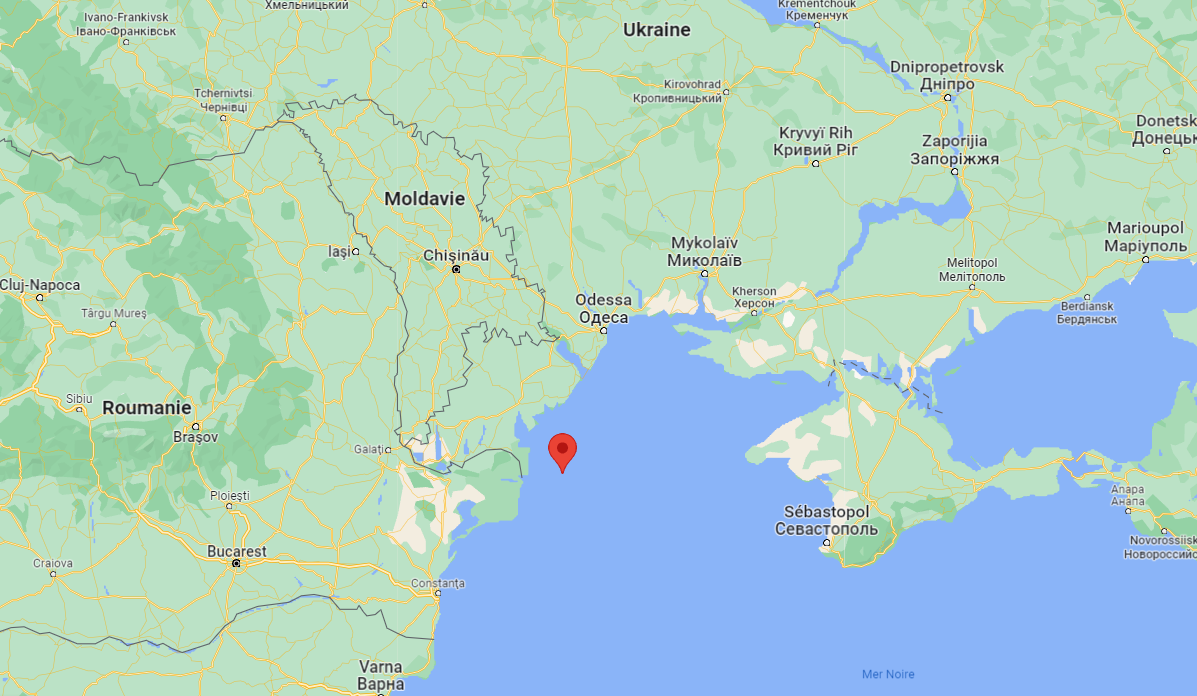 L'île des serpents est située au large des côtes ukrainiennes, sur la Mer noire. [RTS - Google Maps]