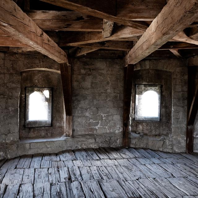 Vue de l'intérieur d'une tour du château d'Yverdon. [Musée d'Yverdon - S. Carp]