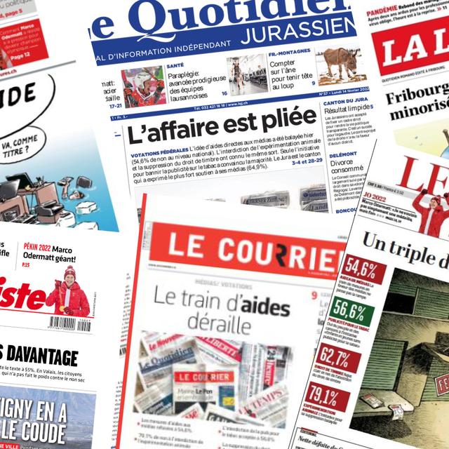 Le paquet d'aide aux médias était trop chargé, disent les journaux. [RTS - Photomontage]