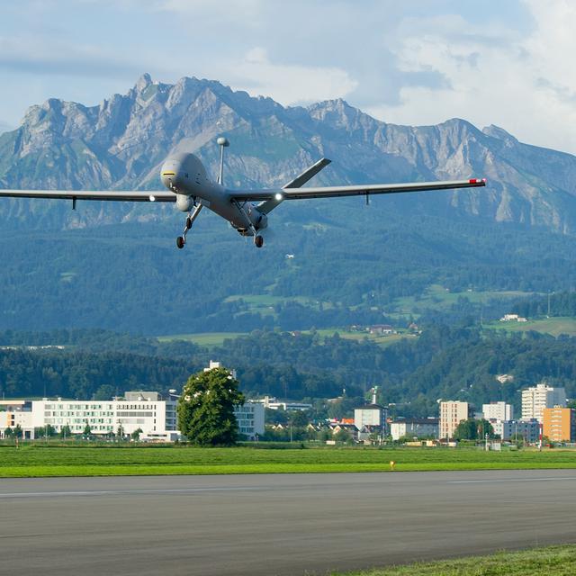 Le nouveau drone de reconnaissance de l'armée a réussi son premier vol en Suisse. [DR - Armasuisse]