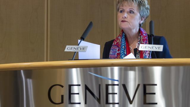 Corine Moinat, présidente du Conseil d'administration de Genève Aéroport. [Keystone - Martial Trezzini]