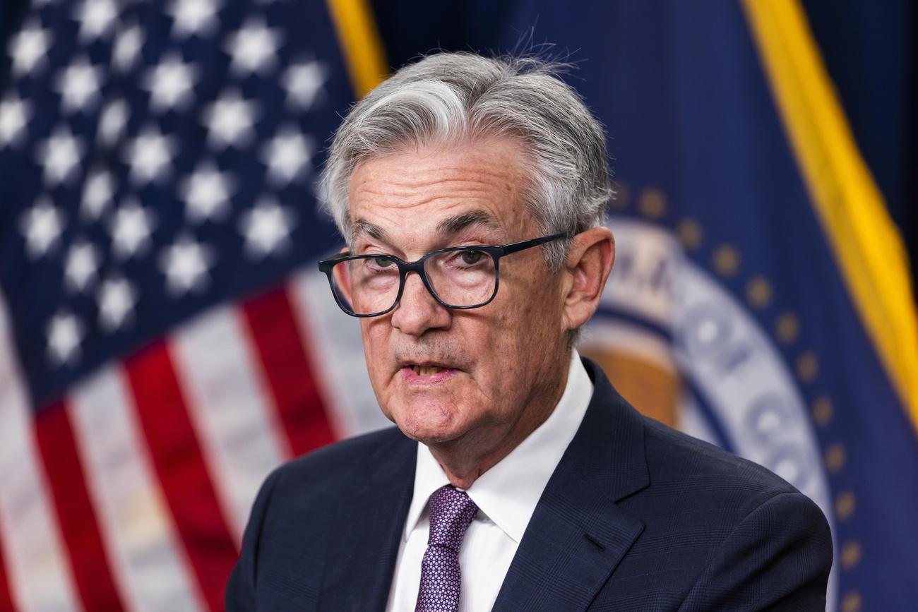 Jerome Powell, le président du comité de politique monétaire (FOMC), a tenu une conférence de presse mercredi. [Keystone - Jim Lo Scalzo]