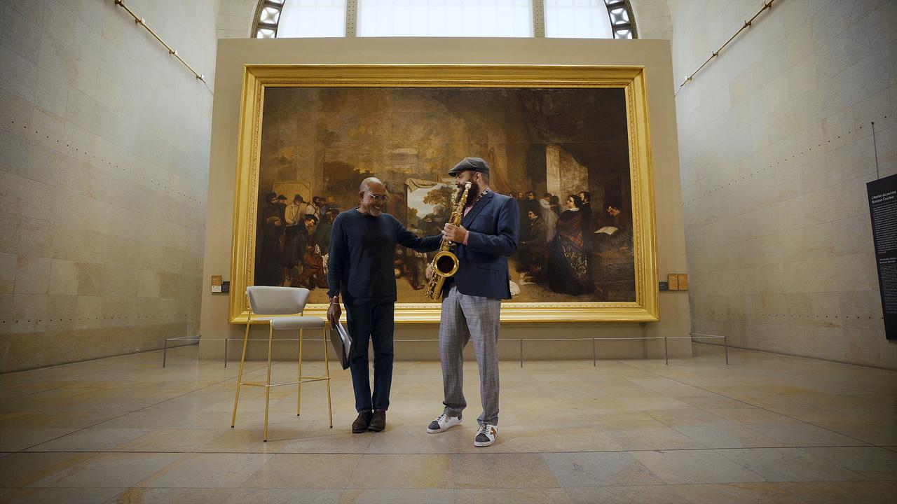 L'écrivain Patrick Chamoiseau et le saxophoniste Raphaël Imbert. [Patchwork Studio]