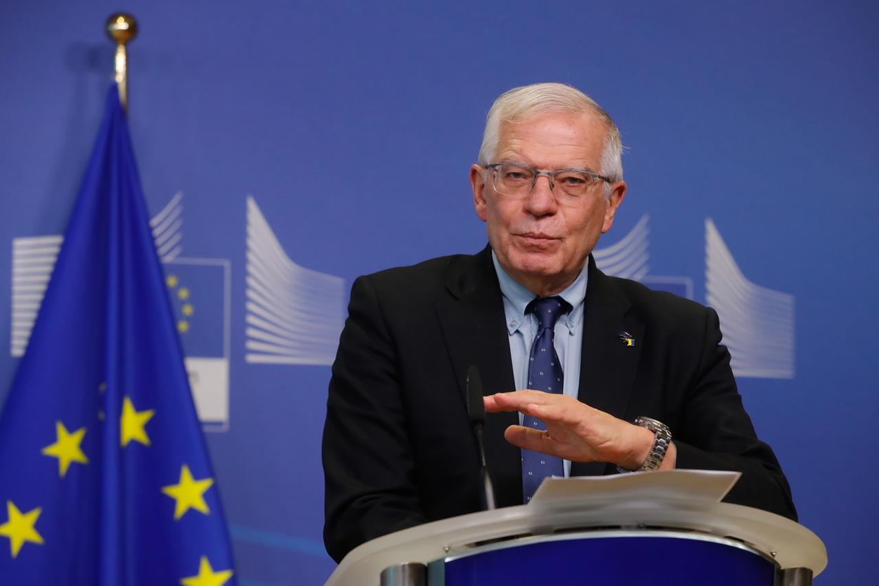 Josep Borrell a annoncé dimanche soir un troisième train de sanctions de l'Union européenne contre la Russie. [Keystone - Stéphanie Lecocq]