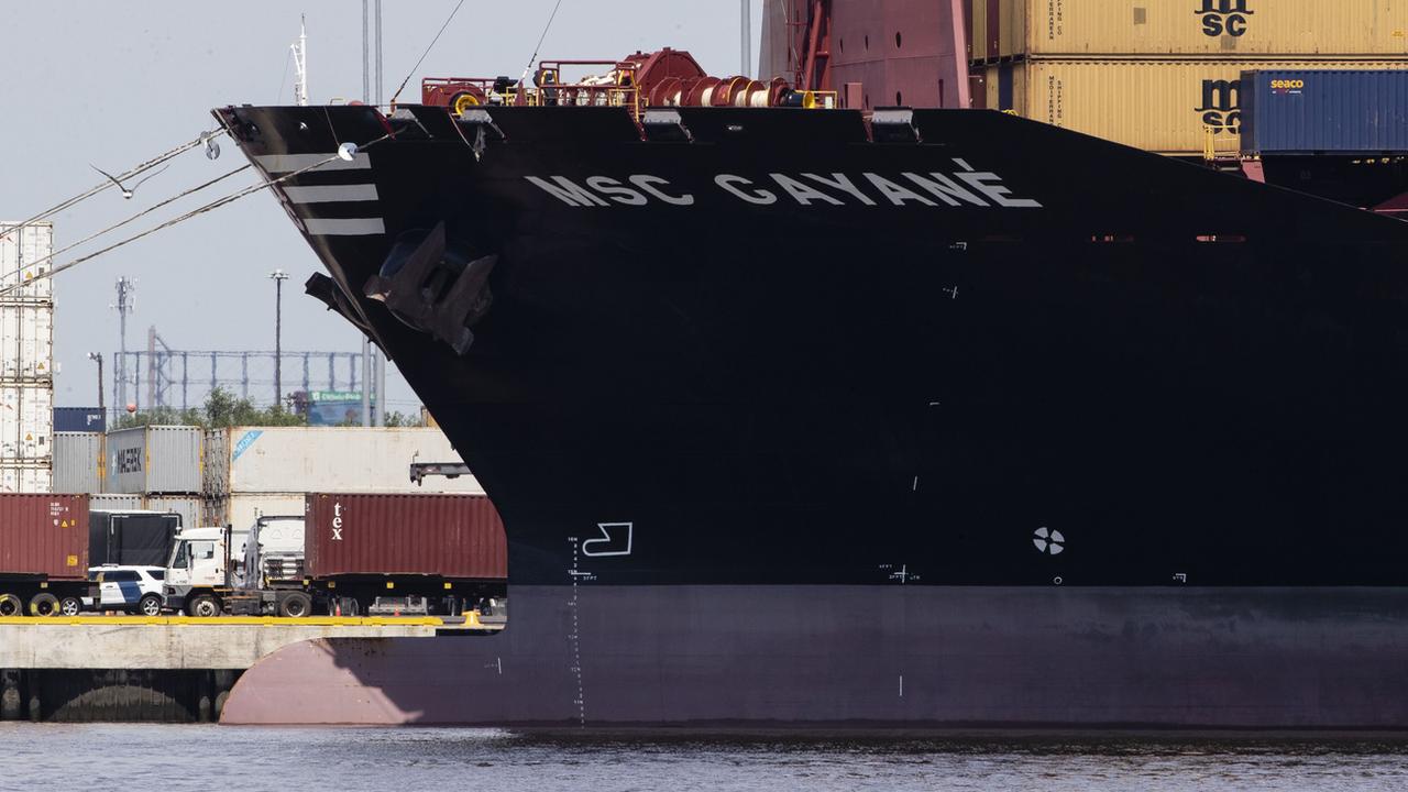 Le MSC Gayane dans le port de Philadelphie en 2019. [Keystone/AP - Matt Rourke]