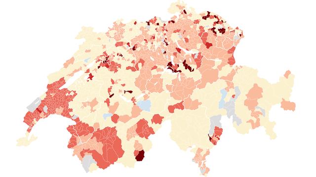 La carte des hausses du prix de l'électricité en 2023. [RTS]