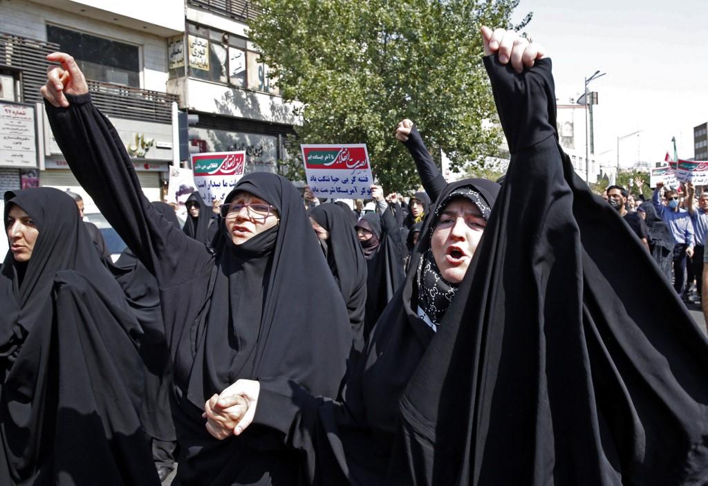 Une contre-manifestation organisée par les autorités iraniennes à Téhéran. [AFP - -]