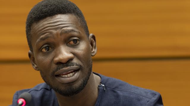 Bobi Wine s'est exprimé au siège des Nations Unies à Genève lors du sommet pour les droits humains. [Keystone - Salvatore Di Nolfi]