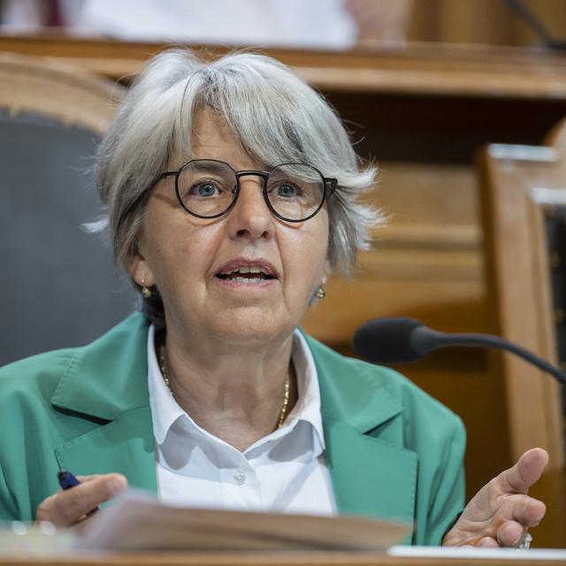 Elisabeth Baume-Schneider (PS/JU) s'exprime au Conseil des Etats lors de la session d'automne du Parlement fédéral en septembre 2022. [Keystone - Alessandro della Valle]