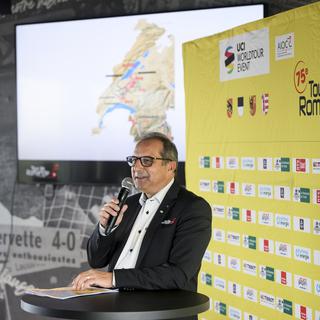 Richard Chassot, directeur du Tour de Romandie, présentant la 75ème édition du Tour de Romandie. [Keystone - Jean-Christophe Bott]