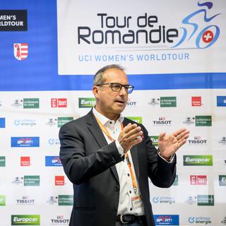 Le directeur du Tour de Romandie Richard Chassot, le 21 septembre 2022. [Keystone - Jean-Christophe Bott]