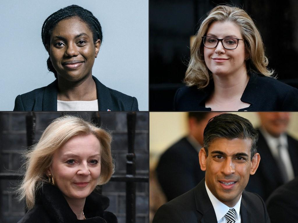 Les 4 candidats encore en lice. En haut, de gauche à droite:  Kemi Badenoch et Penny Mordaunt. En bas, de gauche à droite: Liz Truss et Rishi Sunak. [AFP - UK Parliament - Chris McAndrew]