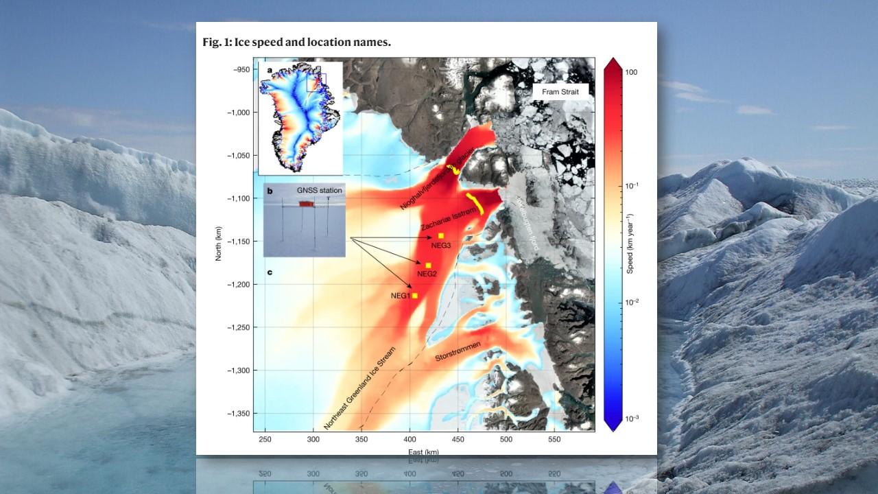 Etendue et localisation du Northeast Greenland Ice Stream (NEGIS) [Nature/Wikipedia - Expédition ACarré]