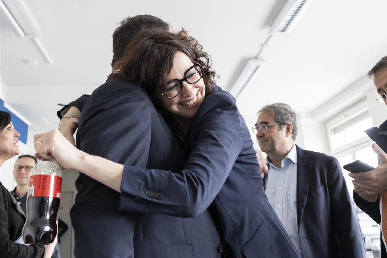 La PLR sortante Christelle Luisier est arrivée largement en tête du premier tour pour le Conseil d'Etat vaudois. [Keystone - Cyril Zingaro]