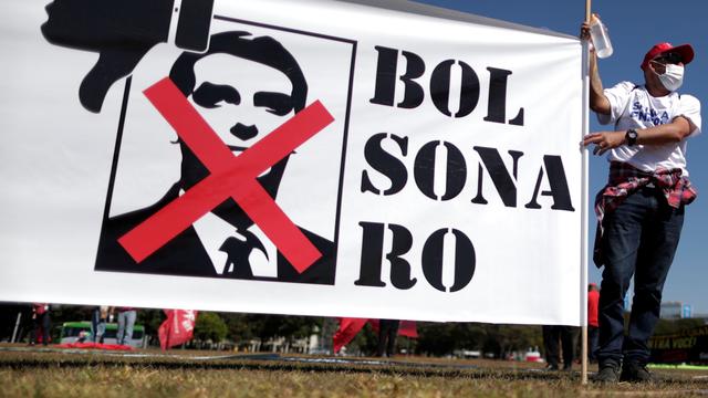 Manifestant anti-Bolsonaro à Brasilia en mai 2021. [Reuters - Ueslei Marcelino]