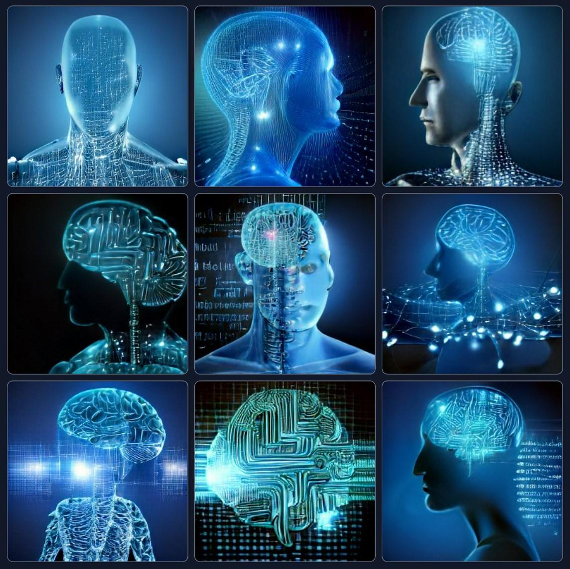 L'intelligence artificielle Craiyon a illustré la phrase "a human being driven by Artificial Intelligence", soit "un être humain mû par l'Intelligence Artificielle", 3 novembre 2022. [www.craiyon.com - AI model drawing images from any prompt!]