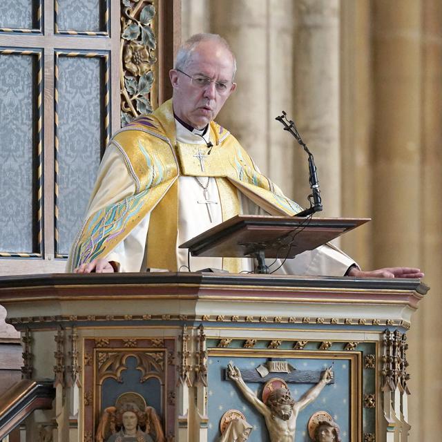 L'archevêque de Canterbury Justin Welby dirige l'Eucharistie chantée de Pâques à la cathédrale de Canterbury dans le Kent, en Angleterre, dimanche 17 avril 2022. [PA via AP/KEYSTONE - Gareth Fuller]